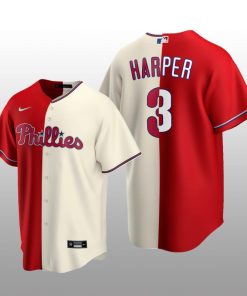 Philadelphia Phillies Split Replica Bryce Harper Red-White Jersey