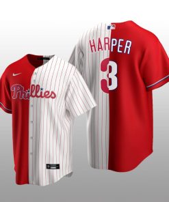 Philadelphia Phillies Split Replica Bryce Harper Red/White Jersey