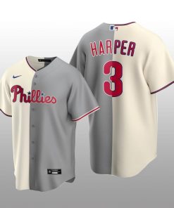 Philadelphia Phillies Split Replica Bryce Harper White-Gray Jersey