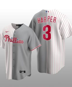 Philadelphia Phillies Split Replica Bryce Harper White/Gray Jersey