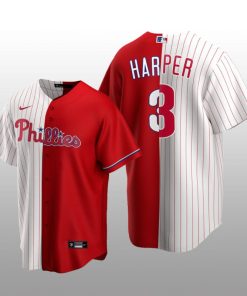 Philadelphia Phillies Split Replica Bryce Harper White/Red Jersey