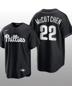 Phillies Andrew McCutchen 2021 All Black Fashion Serise Replica Black White Jersey