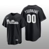 Phillies Custom 2021 All Black Fashion Serise Replica Black White Jersey