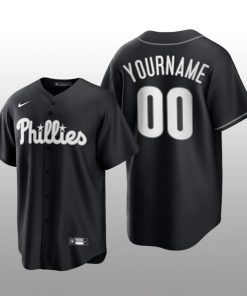 Phillies Custom 2021 All Black Fashion Serise Replica Black White Jersey