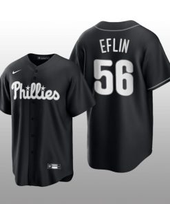 Phillies Zach Eflin 2021 All Black Fashion Serise Replica Black White Jersey