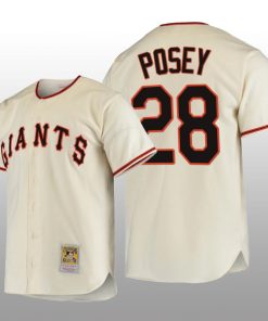 San Francisco Giants Buster Posey Authentic Cooperstown Collection Home Cream 1954 Jersey