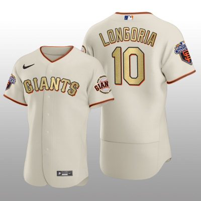 San Francisco Giants Evan Longoria World Series Champions 2010 Cream Gold Jersey