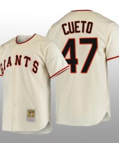 San Francisco Giants Johnny Cueto Authentic Cooperstown Collection Home Cream 1954 Jersey