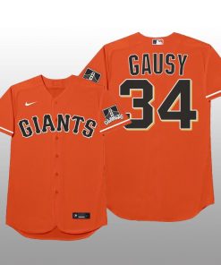 San Francisco Giants Kevin Gausman 2021 MLB Players Weekend Nickname Orange Jersey