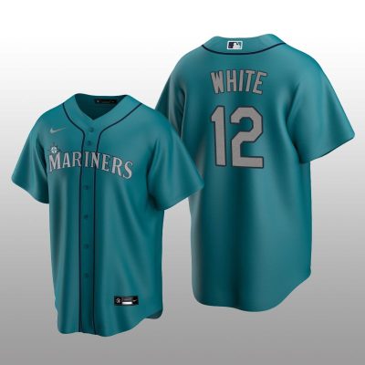 Seattle Mariners Evan White Aqua Alternate 2020 Replica Team Jersey