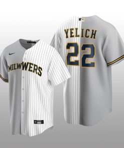 Split Replica Jersey Christian Yelich Gray-White Milwaukee Brewers