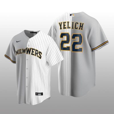 Split Replica Jersey Christian Yelich Gray-White Milwaukee Brewers