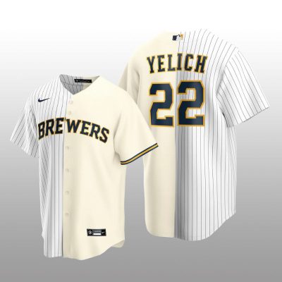 Split Replica Jersey Christian Yelich White-Cream Milwaukee Brewers