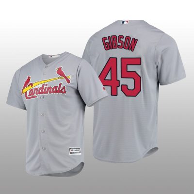 St. Louis Cardinals Bob Gibson Cool Base Road Official Player Gray Jersey