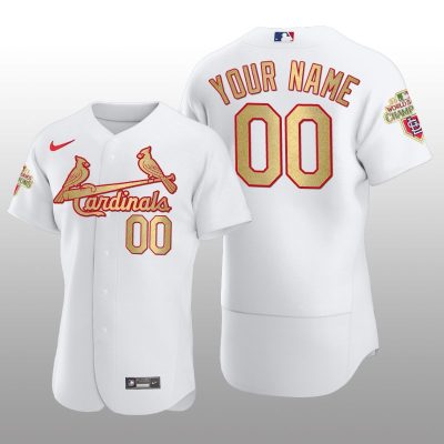 St. Louis Cardinals Custom World Series Champions White Gold Jersey