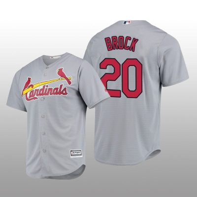 St. Louis Cardinals Lou Brock Cool Base Road Official Player Gray Jersey