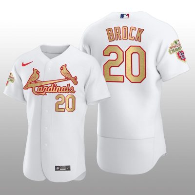 St. Louis Cardinals Lou Brock World Series Champions Nike White Jersey