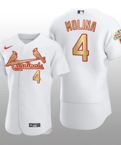 St. Louis Cardinals Yadier Molina World Series Champions White Gold Jersey