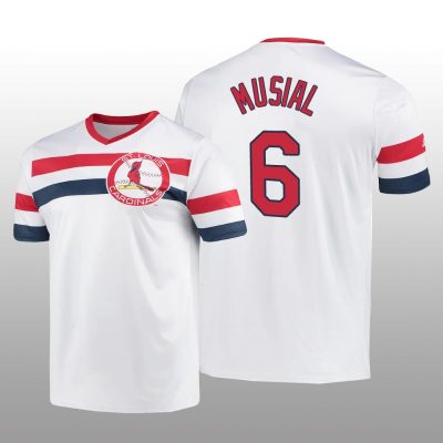 Stan Musial Cooperstown Collection Cardinals Jersey White V-Neck Men's
