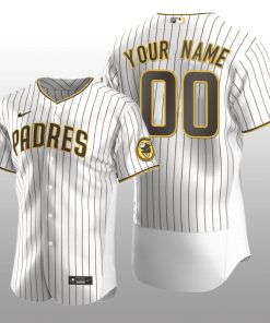 White Brown Authentic Custom San Diego Padres Home Jersey