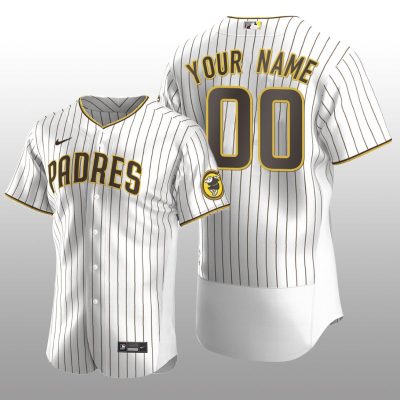 White Brown Authentic Custom San Diego Padres Home Jersey