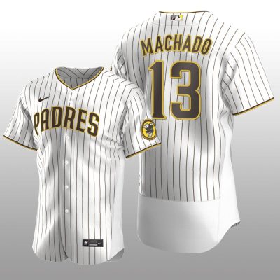 White Brown Authentic Manny Machado San Diego Padres Home Jersey