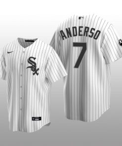 White Sox Tim Anderson MR Patch Replica White Black Jersey