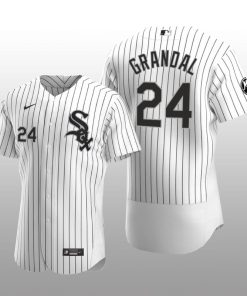 White Sox Yasmani Grandal MR Patch Authentic Home Jersey White Black
