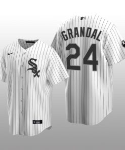 White Sox Yasmani Grandal MR Patch Replica White Black Jersey