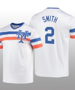 White V-Neck Men's Dominic Smith Cooperstown Collection Mets Jersey