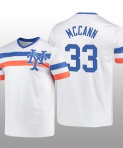 White V-Neck Men's James McCann Cooperstown Collection Mets Jersey