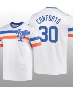 White V-Neck Men's Michael Conforto Cooperstown Collection Mets Jersey
