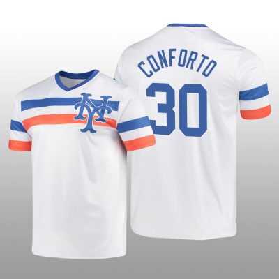 White V-Neck Men's Michael Conforto Cooperstown Collection Mets Jersey