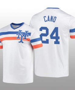 White V-Neck Men's Robinson Cano Cooperstown Collection Mets Jersey