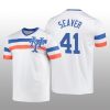 White V-Neck Men's Tom Seaver Cooperstown Collection Mets Jersey