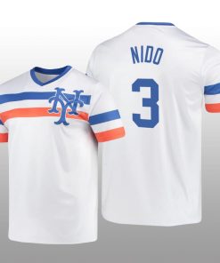 White V-Neck Men's Tomas Nido Cooperstown Collection Mets Jersey
