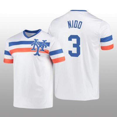 White V-Neck Men's Tomas Nido Cooperstown Collection Mets Jersey