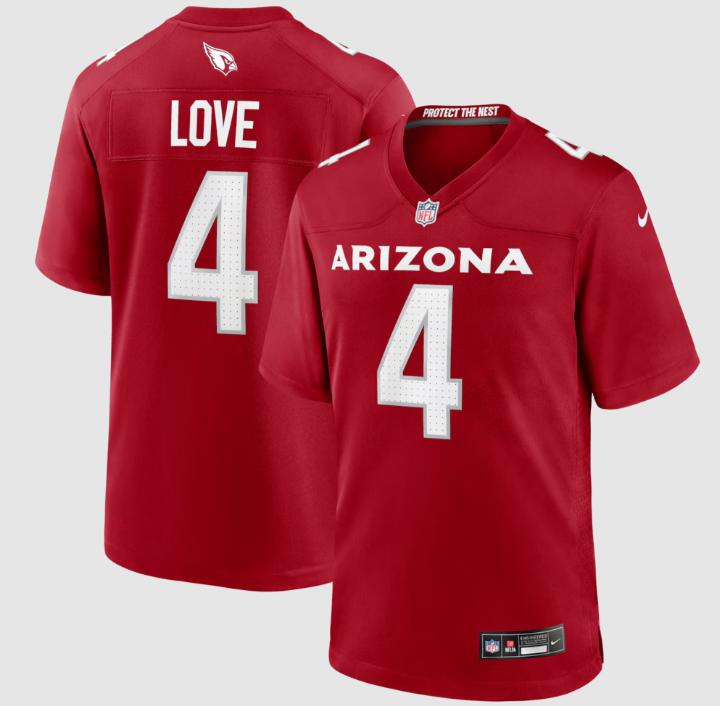 Men's Nike Cardinal Jeremiyah Love Arizona Cardinals 2026 NFL Draft First Round Pick No. 3 Team Game Jersey