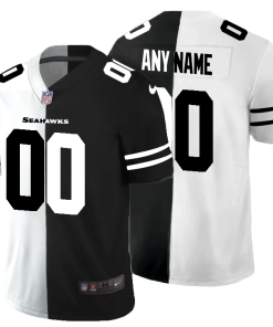 Seattle Seahawks Custom Men's Black V White Peace Split Nike Vapor Untouchable Limited NFL Jersey