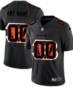 Cincinnati Bengals Custom Men's Nike Team Logo Dual Overlap Limited NFL Jersey Black