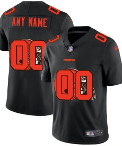 Cleveland Browns Custom Men's Nike Team Logo Dual Overlap Limited NFL Jersey Black