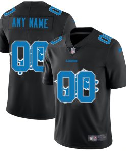 Detroit Lions Custom Men's Nike Team Logo Dual Overlap Limited NFL Jersey Black