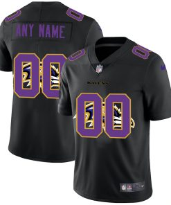 Baltimore Ravens Custom Men's Nike Team Logo Dual Overlap Limited NFL Jersey Black