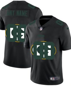 Green Bay Packers Custom Men's Nike Team Logo Dual Overlap Limited NFL Jersey Black