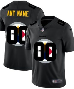 Pittsburgh Steelers Custom Men's Nike Team Logo Dual Overlap Limited NFL Jersey Black