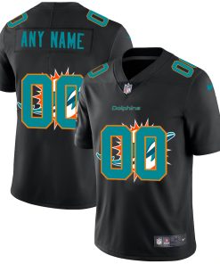 Miami Dolphins Custom Men's Nike Team Logo Dual Overlap Limited NFL Jersey Black