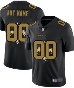 New Orleans Saints Custom Men's Nike Team Logo Dual Overlap Limited NFL Jersey Black