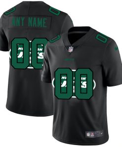 New York Jets Custom Men's Nike Team Logo Dual Overlap Limited NFL Jersey Black