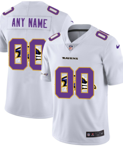 Baltimore Ravens Custom White Men's Nike Team Logo Dual Overlap Limited NFL Jersey