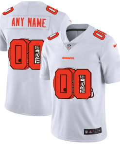 Cleveland Browns Custom White Men's Nike Team Logo Dual Overlap Limited NFL Jersey